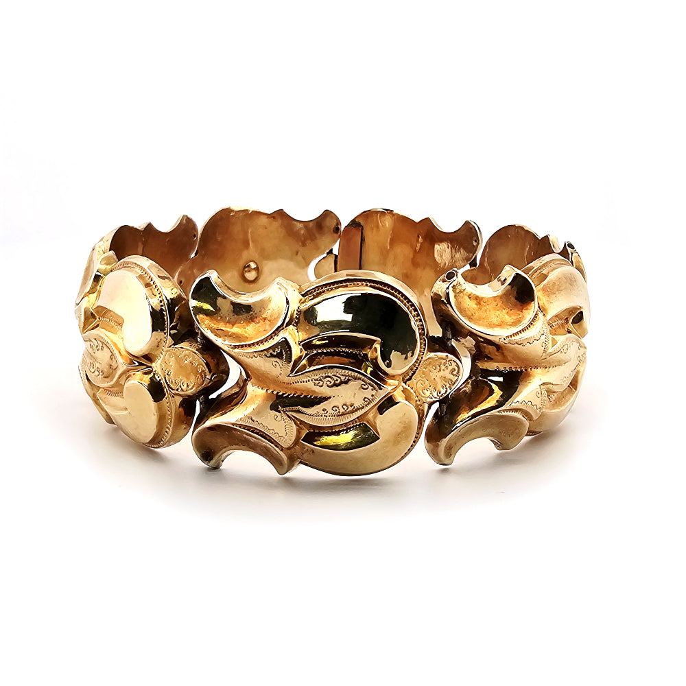 VINTAGE YELLOW GOLD PANEL STYLED BRACELET