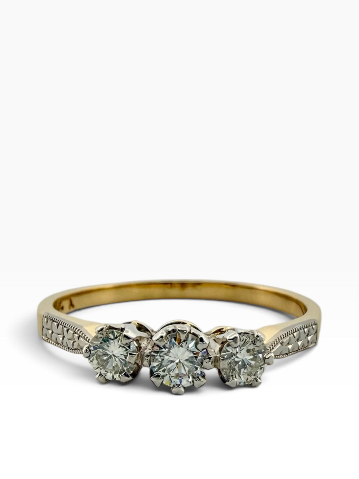 Diamond set three stone ring