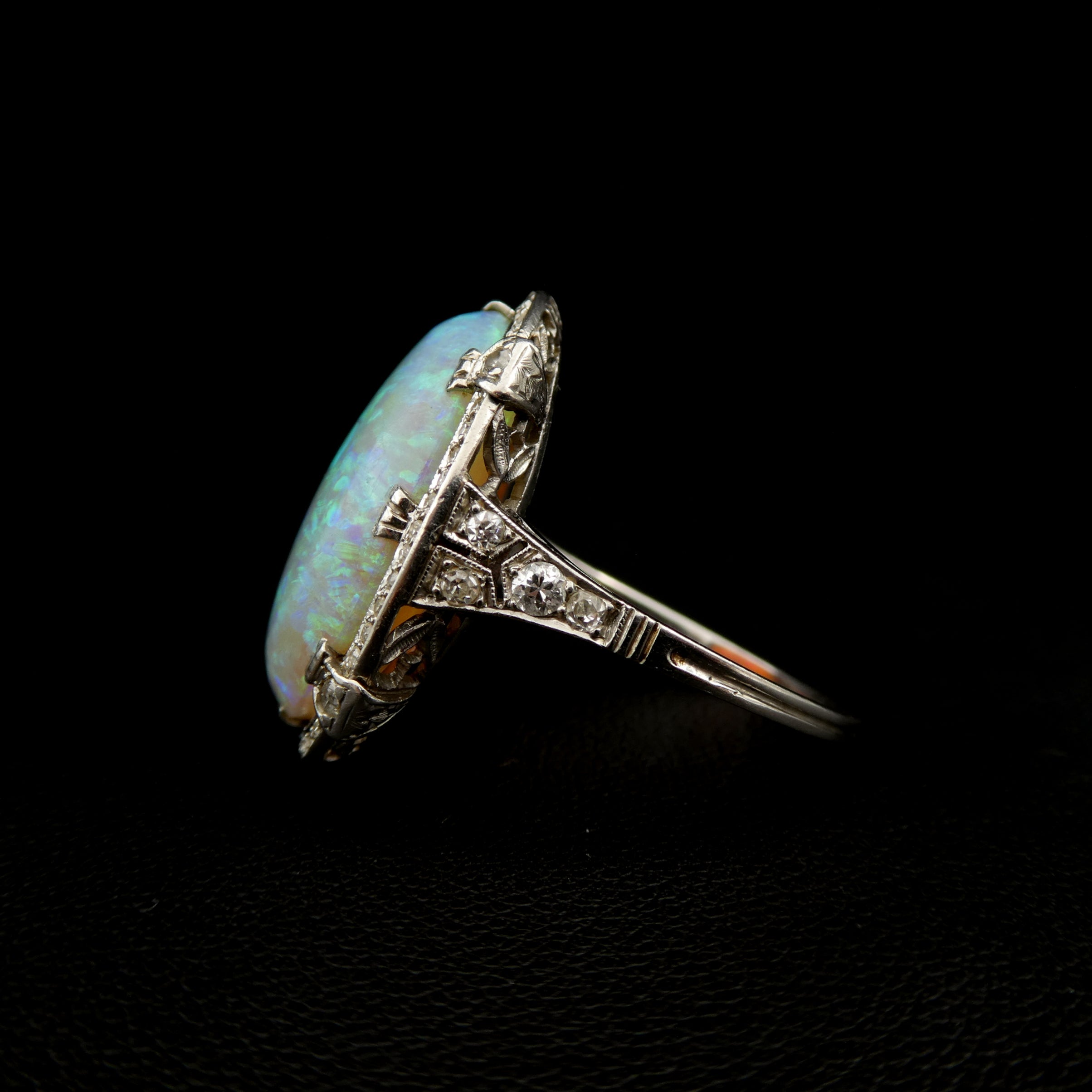 Art Deco opal and diamond cluster ring