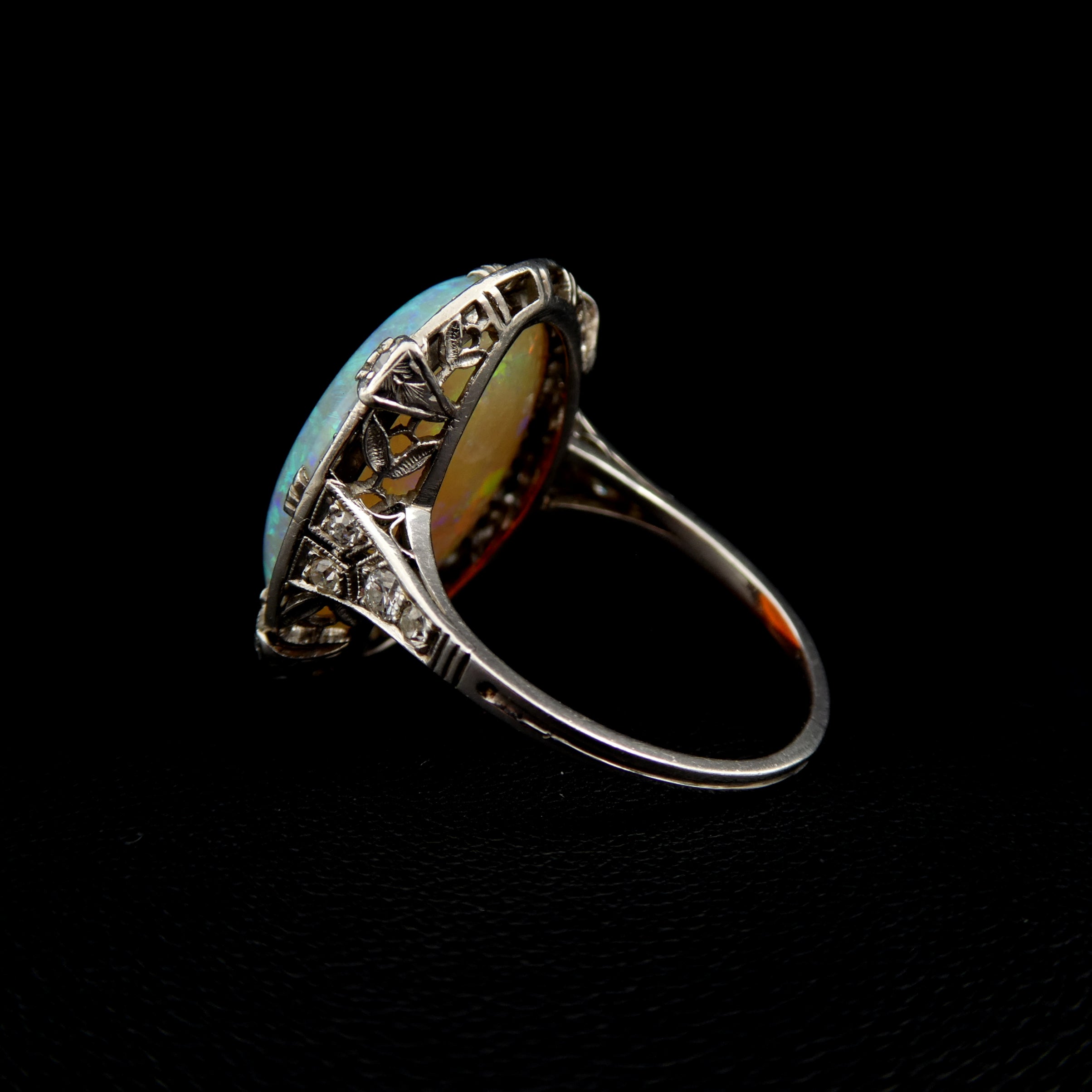 Art Deco opal and diamond cluster ring