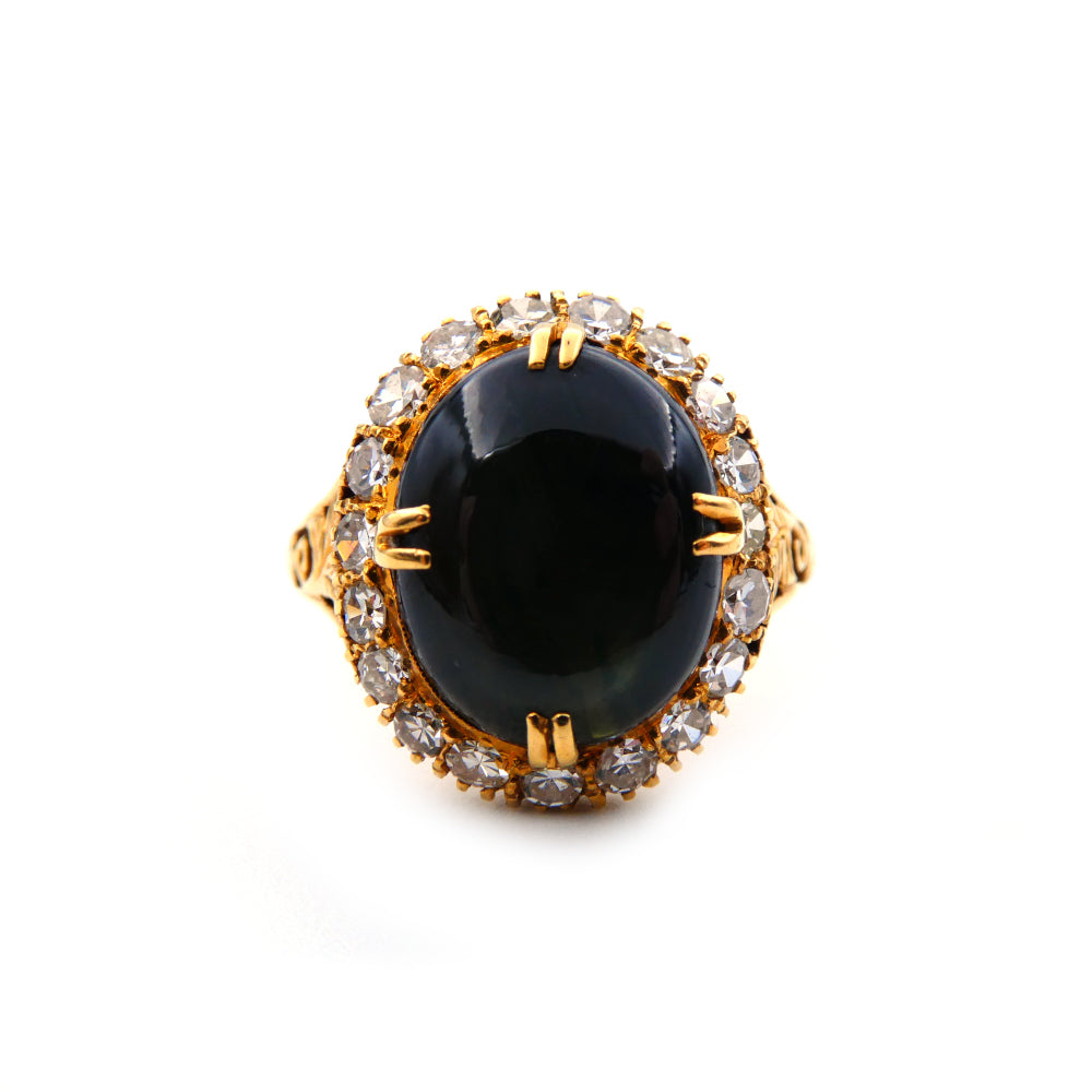 A star sapphire and diamond ring