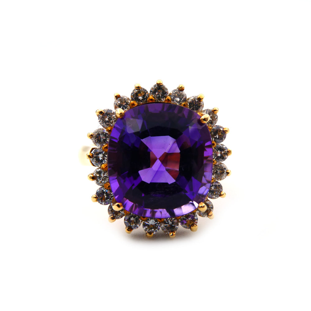 Estate Amethyst & diamond ring