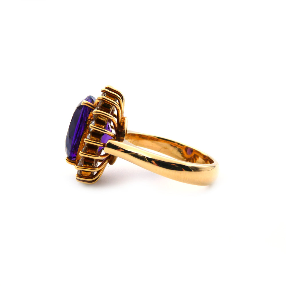 Estate Amethyst & diamond ring