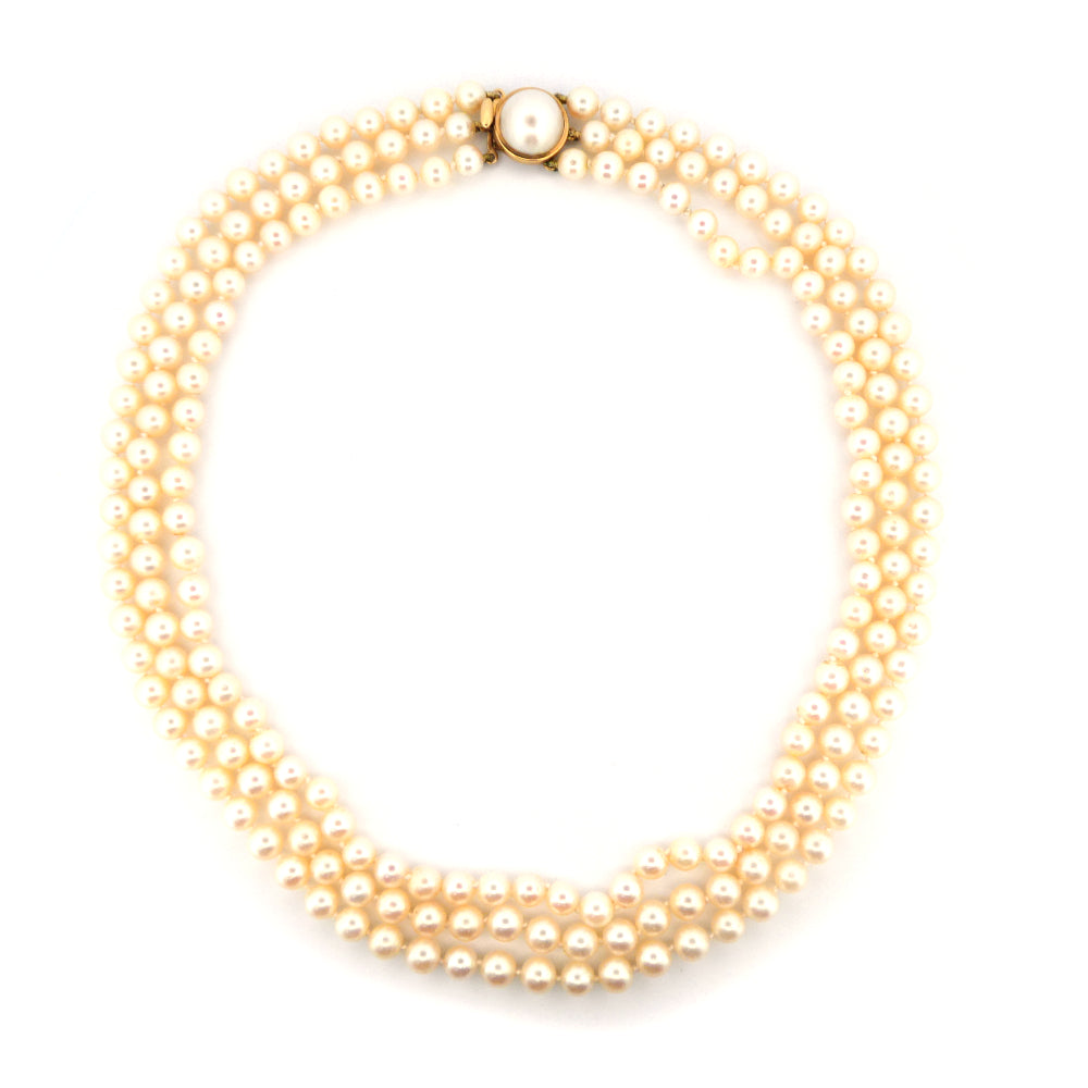 Blister Pearl & Triple Strand cultured Pearl necklace