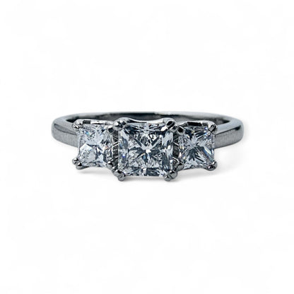 Three stone diamond engagement ring
