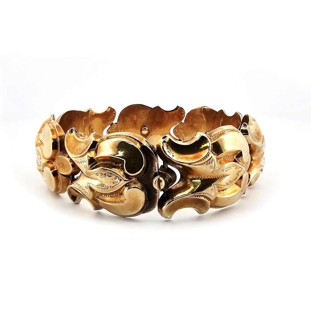 VINTAGE YELLOW GOLD PANEL STYLED BRACELET