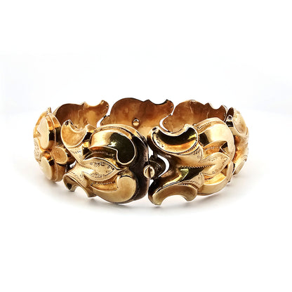 VINTAGE YELLOW GOLD PANEL STYLED BRACELET
