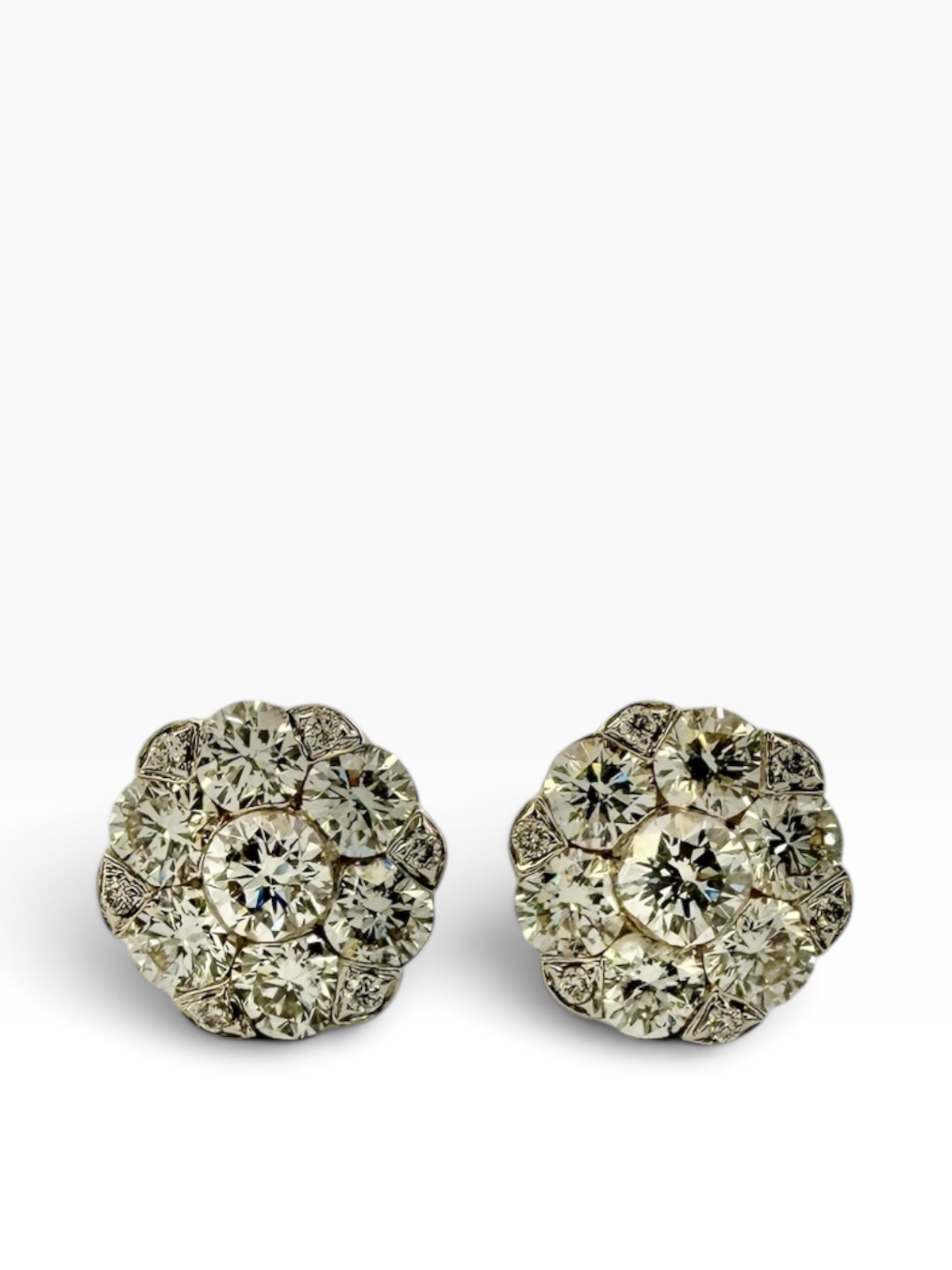 Diamond set cluster stud earrings