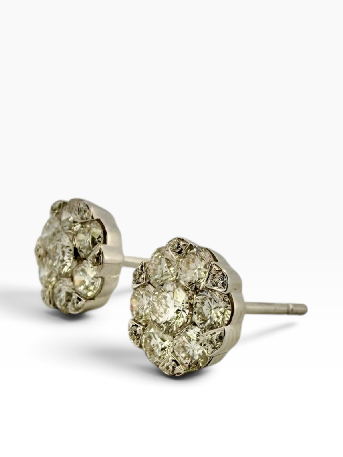 Diamond set cluster stud earrings