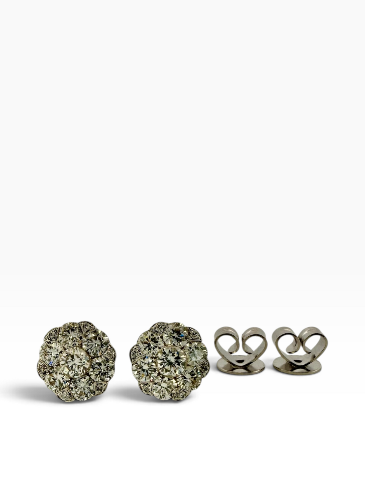 Diamond set cluster stud earrings