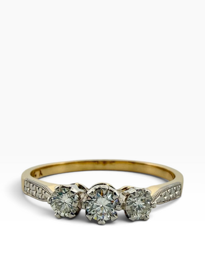 Diamond set three stone ring