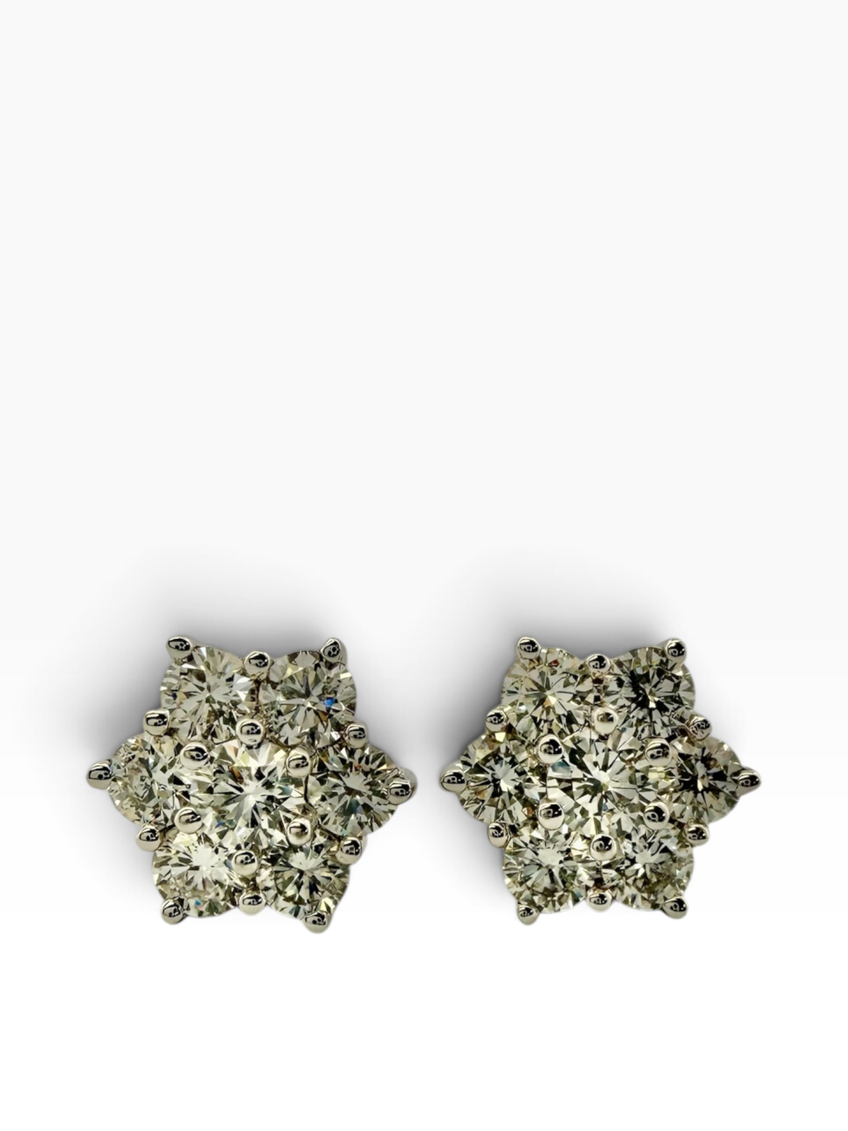 Diamond Flower Cluster Stud Earrings