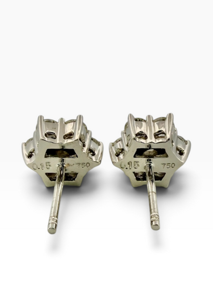 Diamond Flower Cluster Stud Earrings