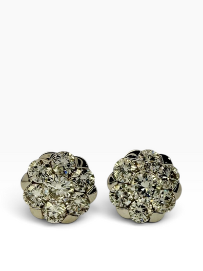 Pair of diamond cluster stud earrings