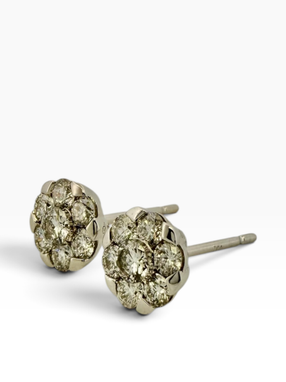Pair of diamond cluster stud earrings