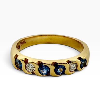 Sapphire and diamond anniversary ring