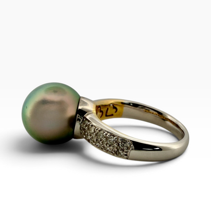 Black South Sea Pearl &amp; Diamond Dress Ring