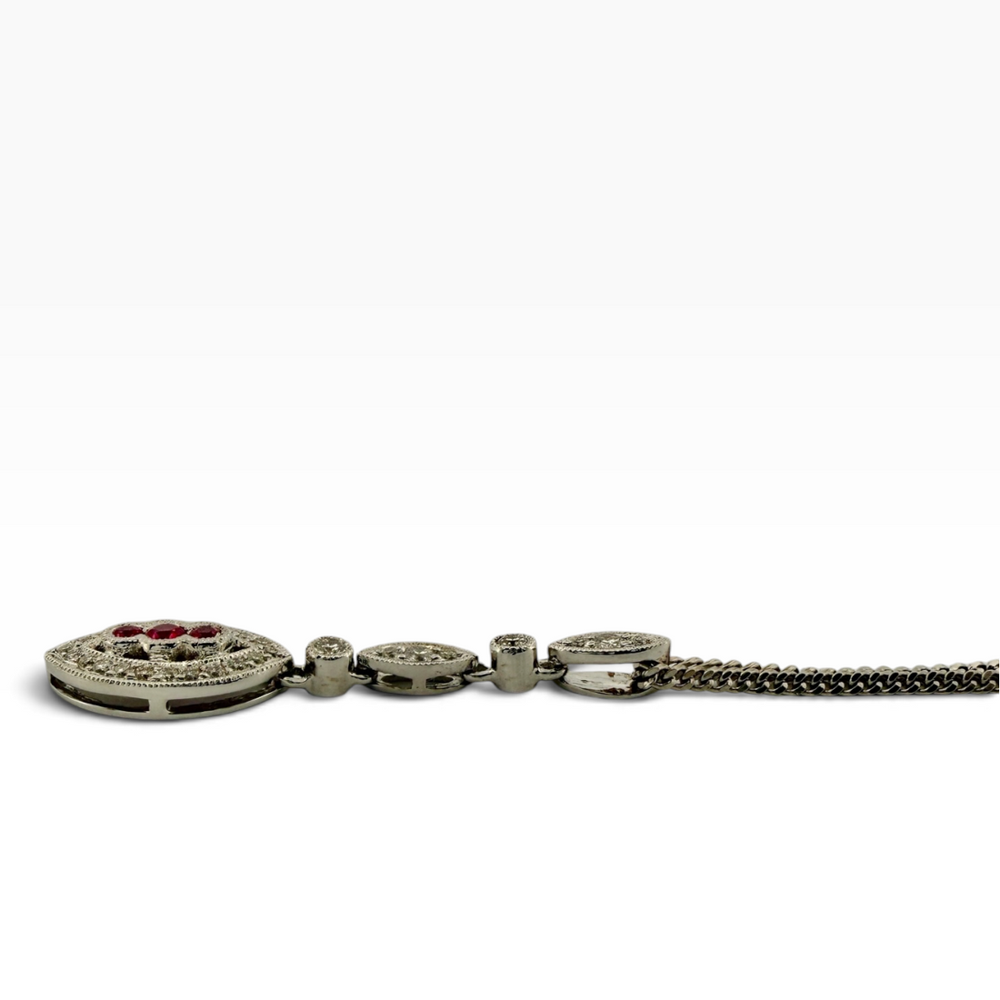 Ruby &amp; Diamond Navette Drop Necklace