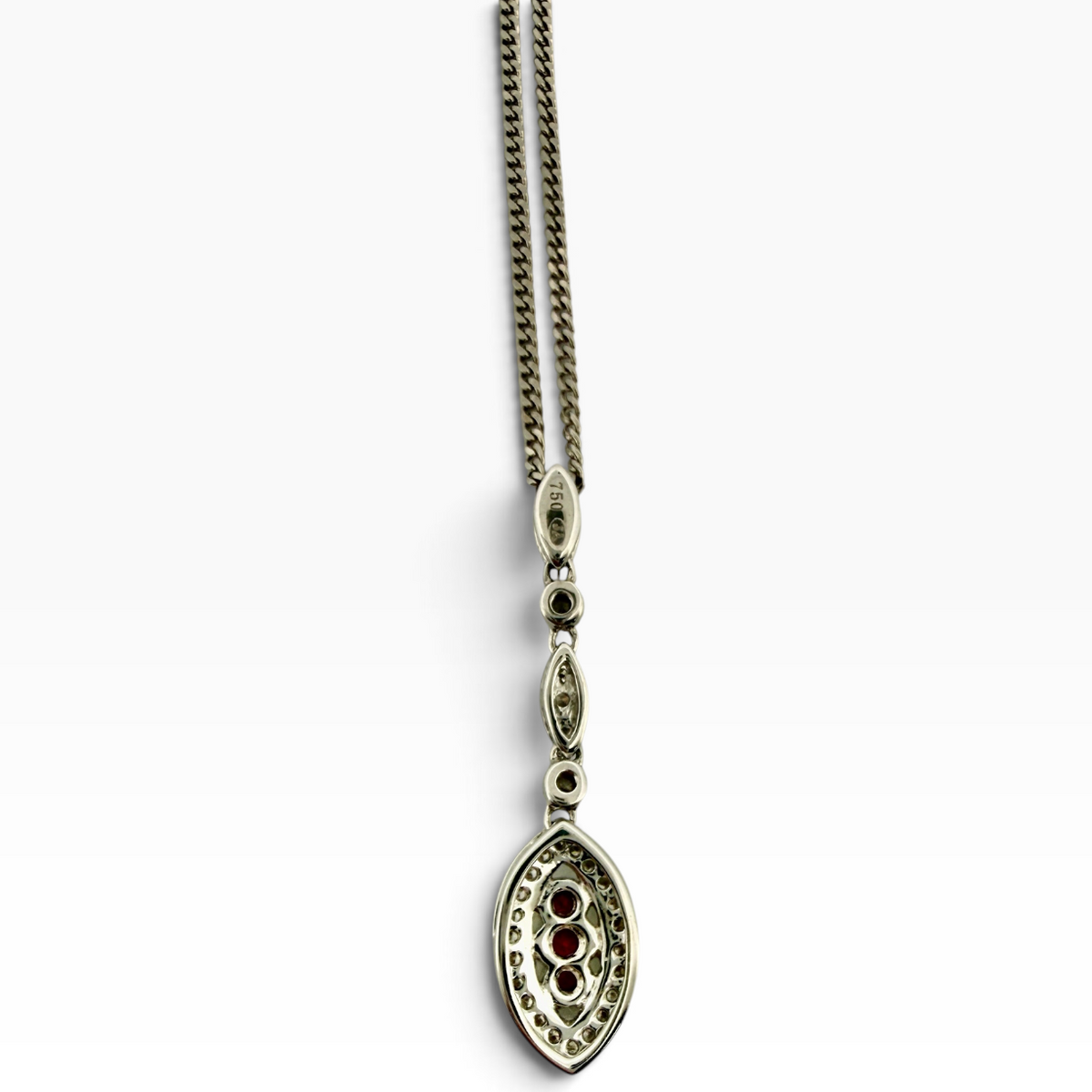 Ruby &amp; Diamond Navette Drop Necklace