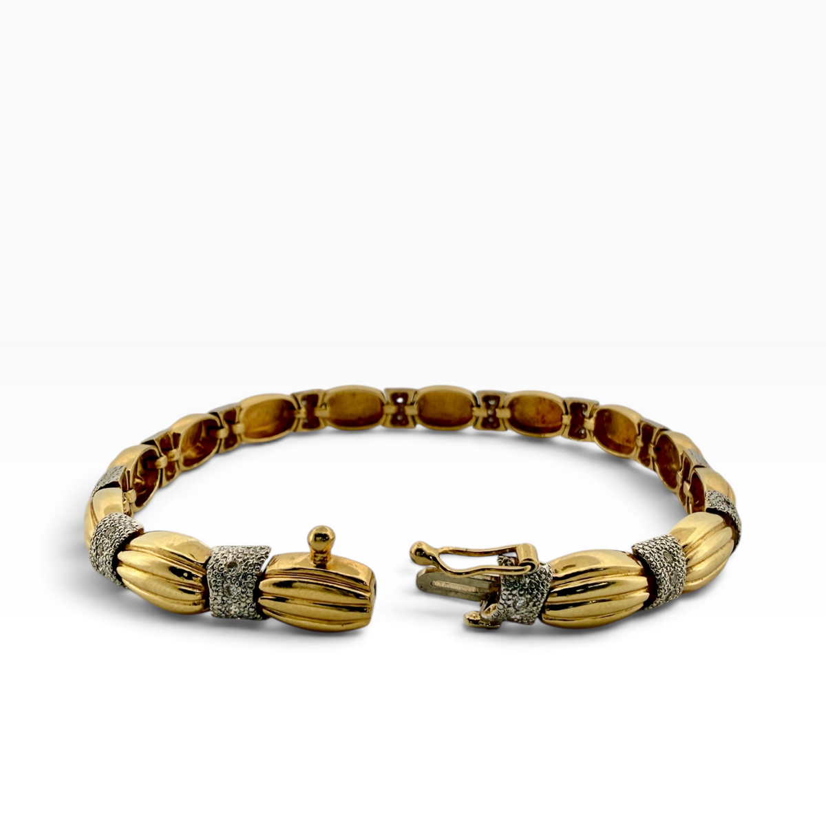 Diamond Set Two-Tone Gold Link Bracelet