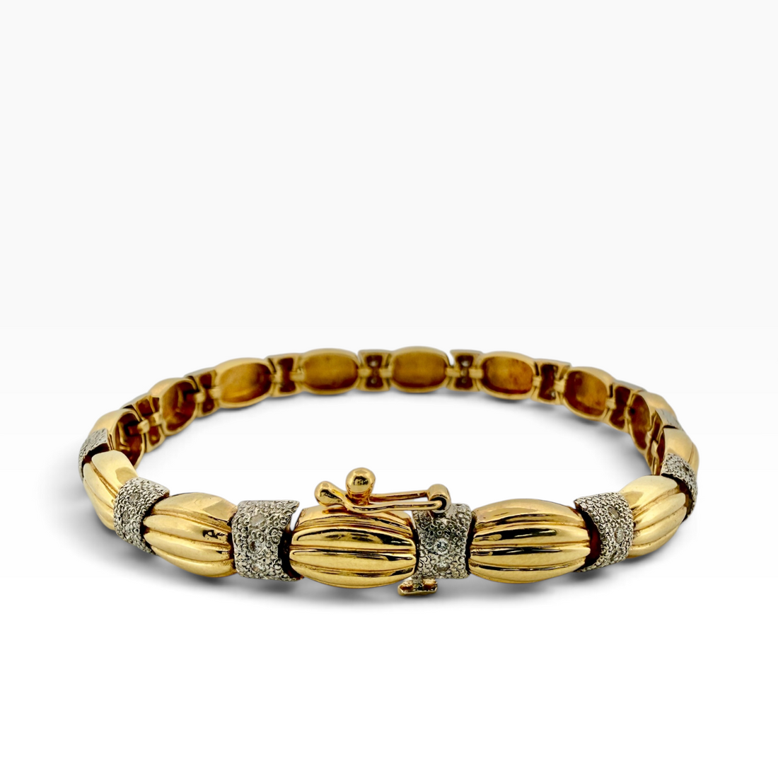 Diamond Set Two-Tone Gold Link Bracelet