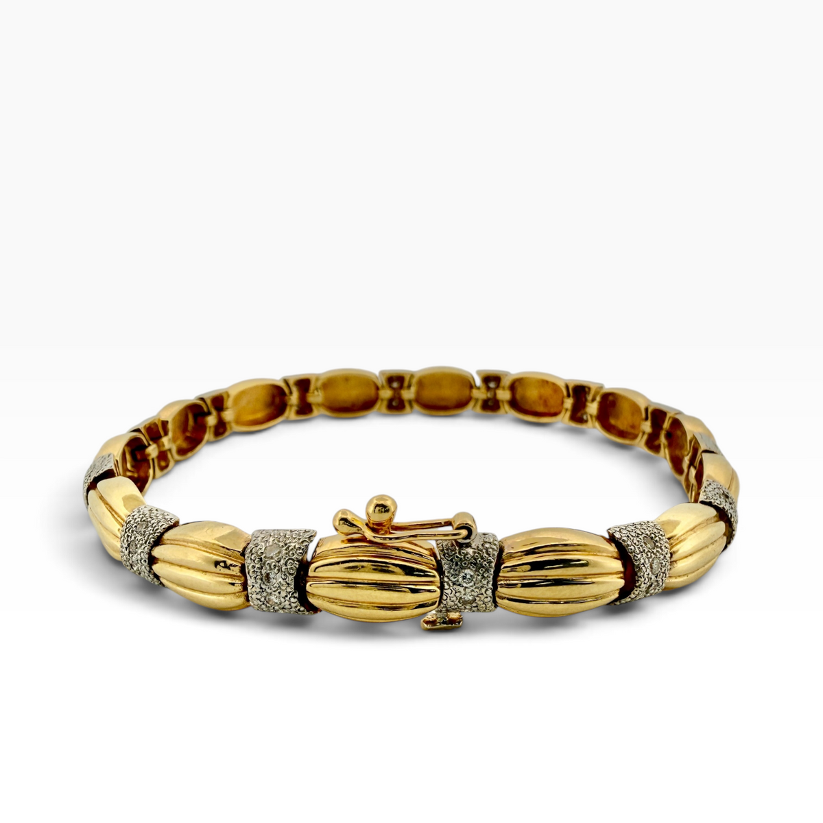 Diamond Set Two-Tone Gold Link Bracelet