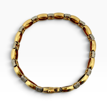 Diamond Set Two-Tone Gold Link Bracelet