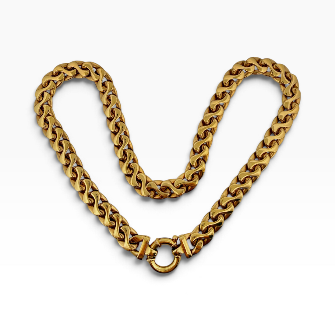 A yellow gold double sided necklace