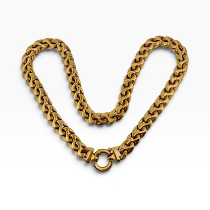 A yellow gold double sided necklace