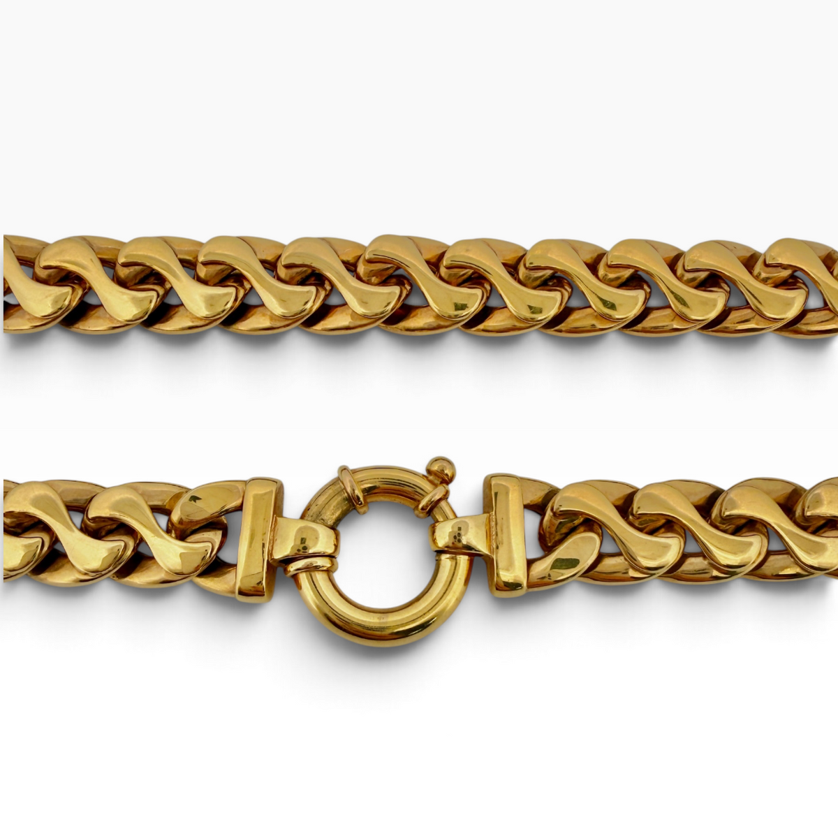 A yellow gold double sided necklace