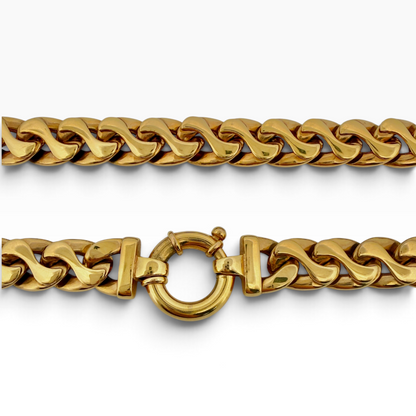 A yellow gold double sided necklace