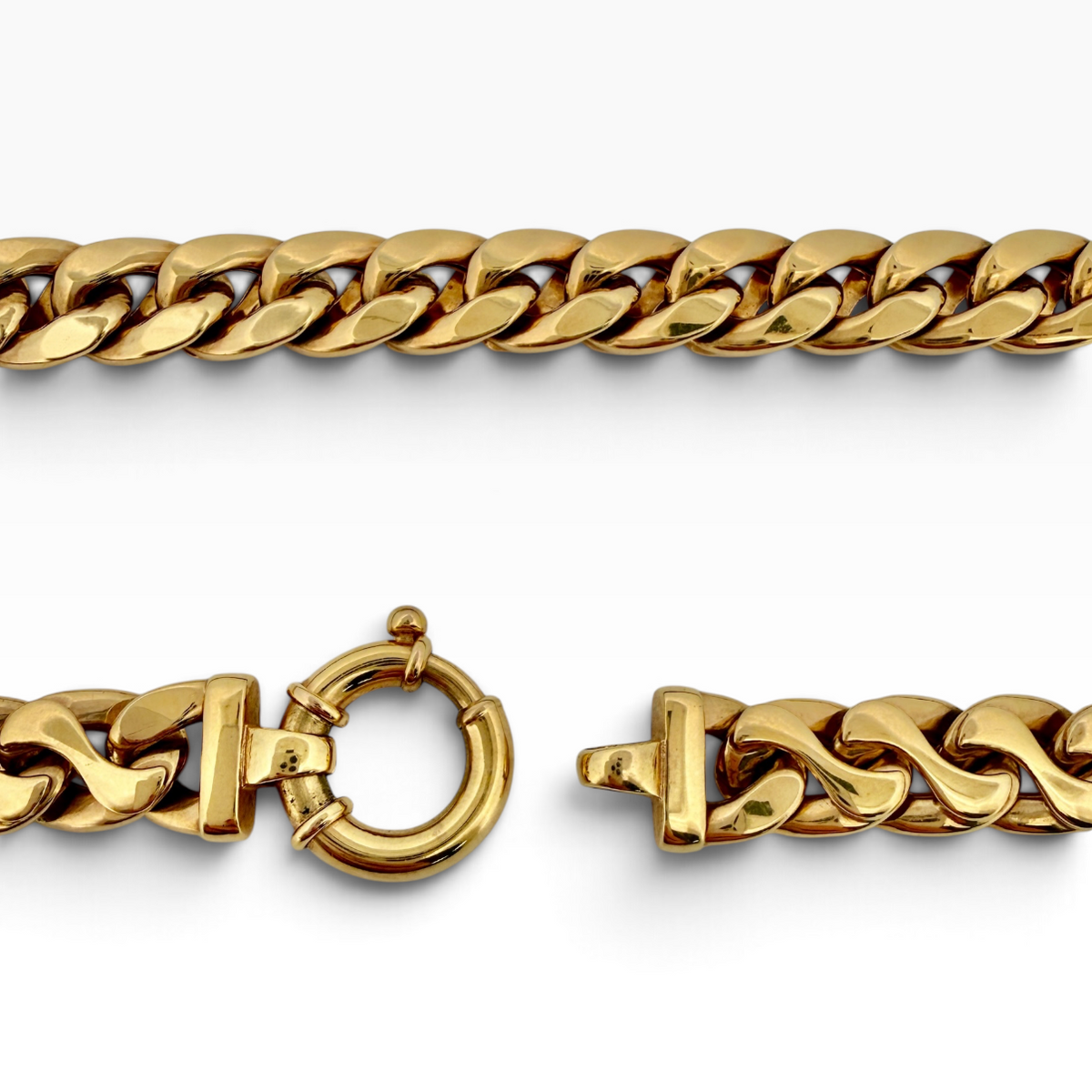 A yellow gold double sided necklace
