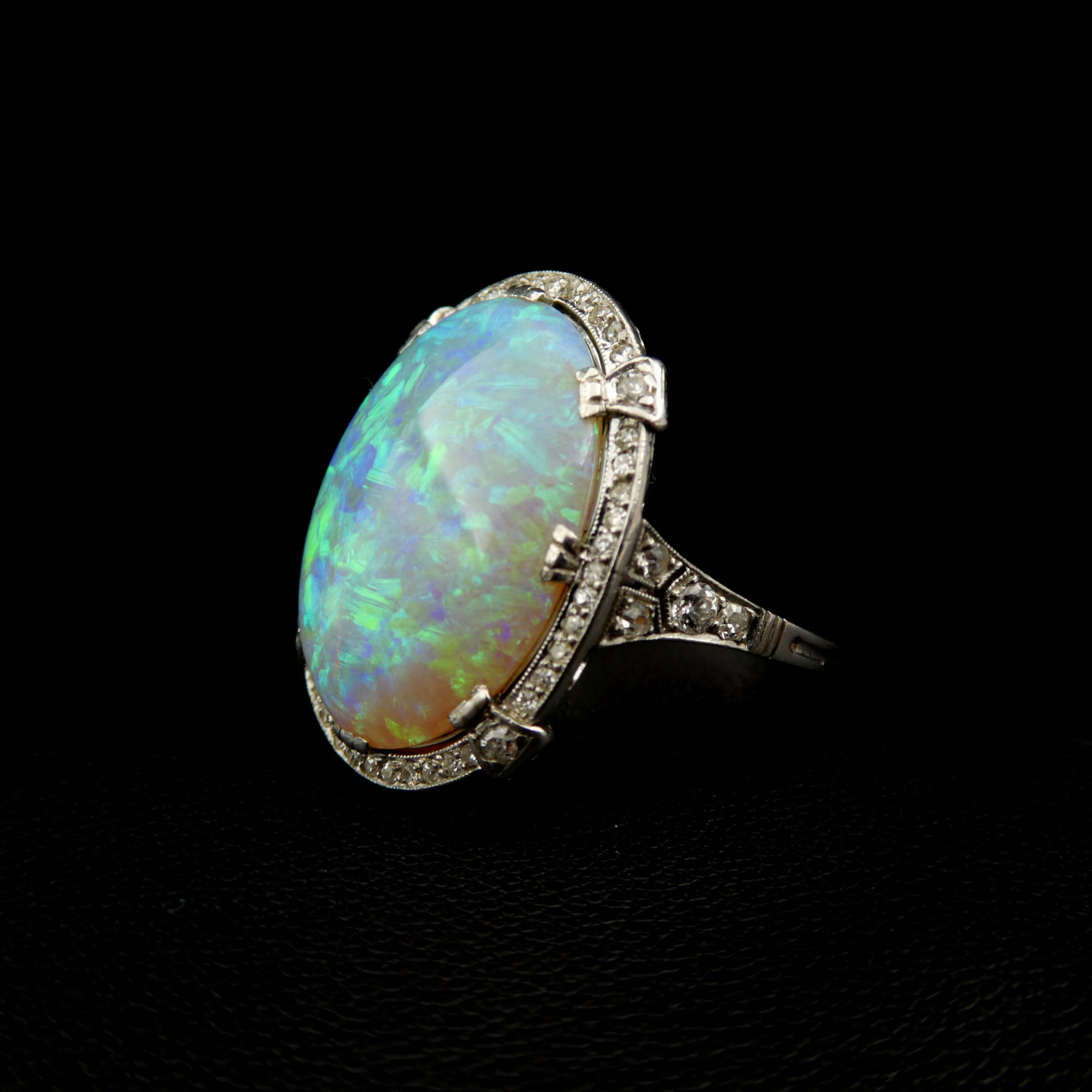 Art Deco opal and diamond cluster ring