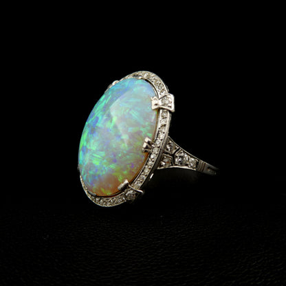 Art Deco opal and diamond cluster ring
