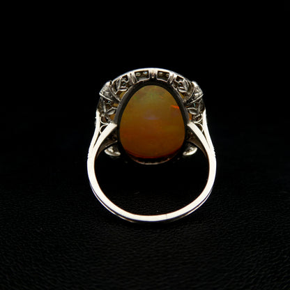 Art Deco opal and diamond cluster ring