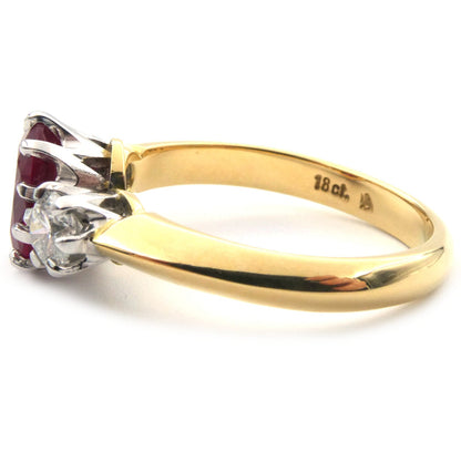 Ruby and diamond three stone ring