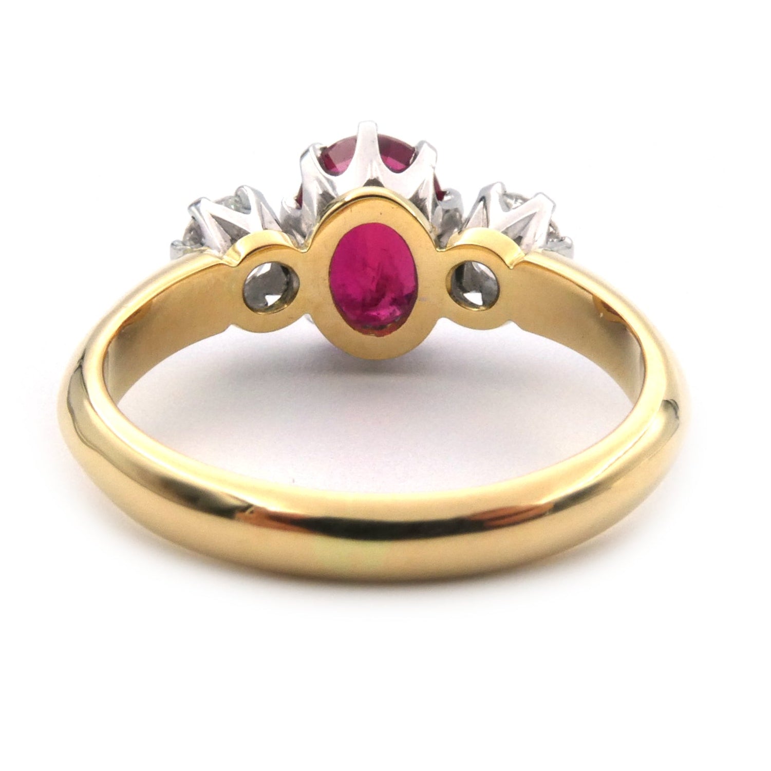 Ruby and diamond three stone ring