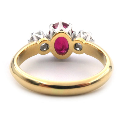 Ruby and diamond three stone ring