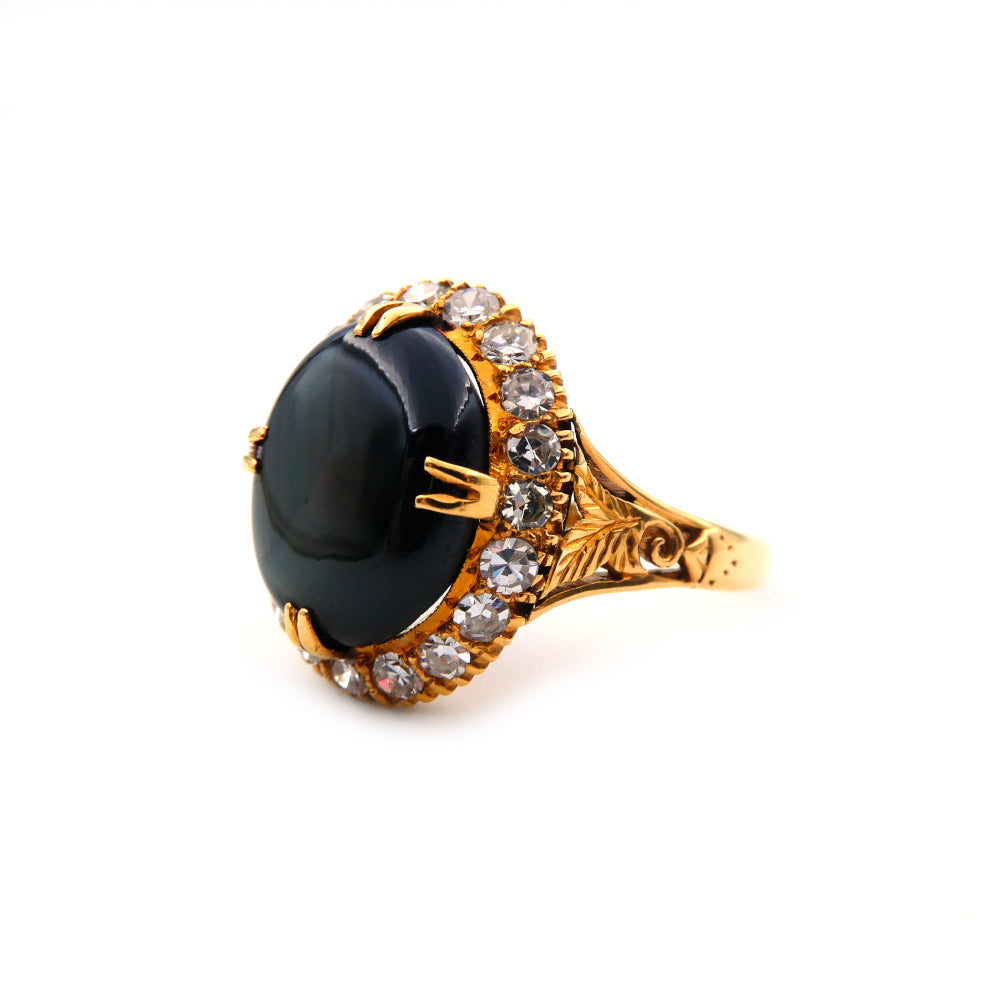 A star sapphire and diamond ring