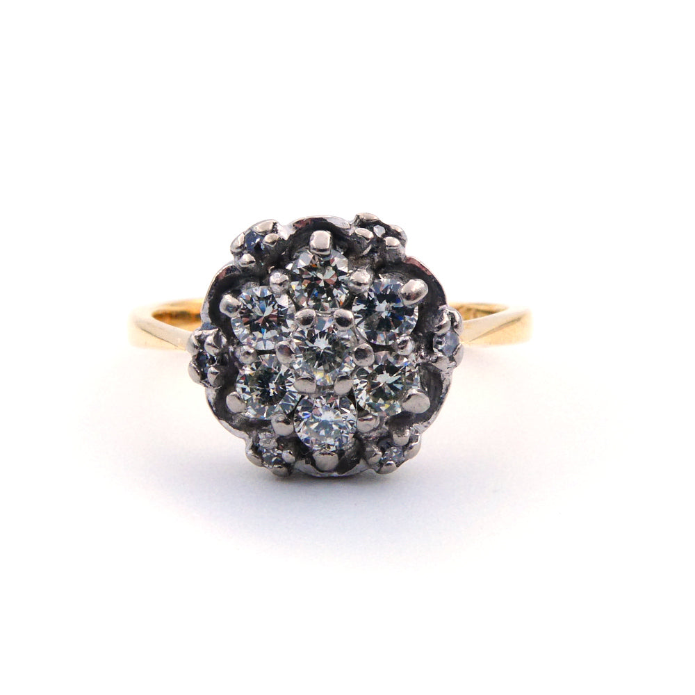 A Mid 20th Century diamond set cluster ring