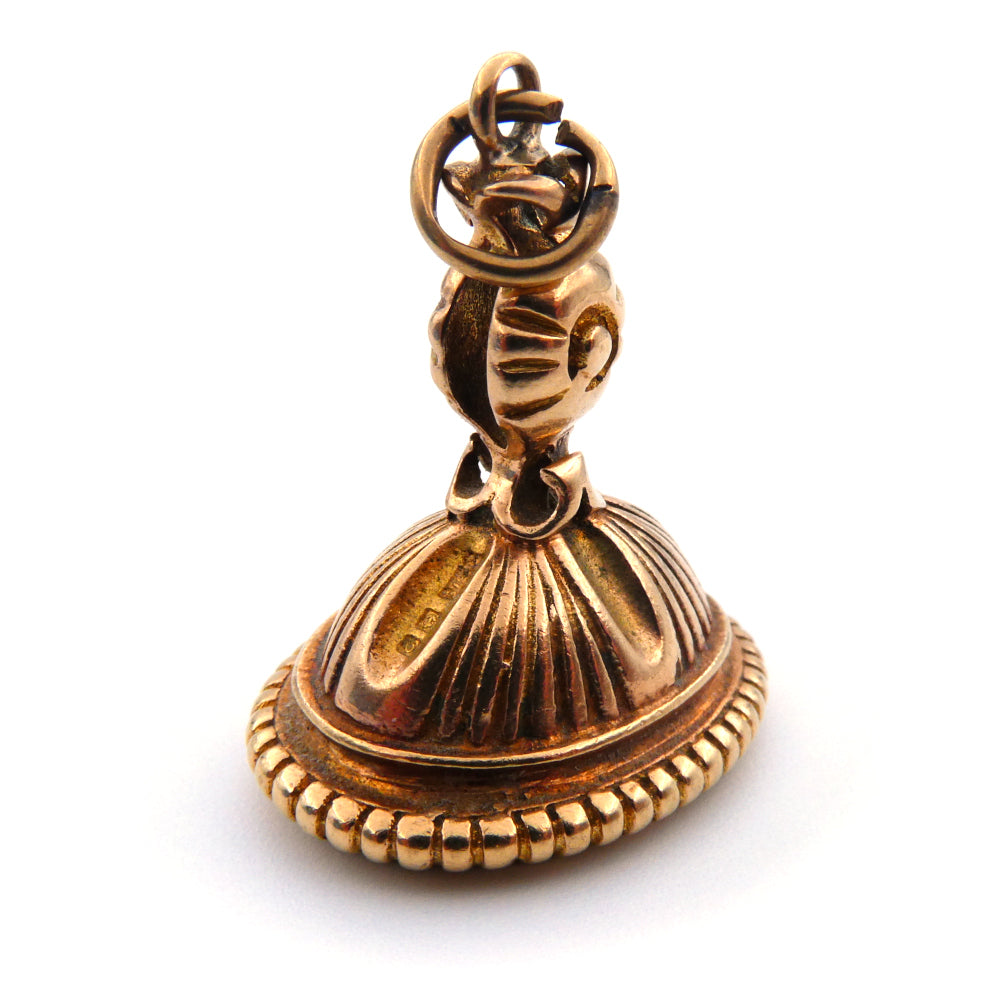 Victorian 9ct Gold Roman Emperor Carnelian Signet Seal Fob