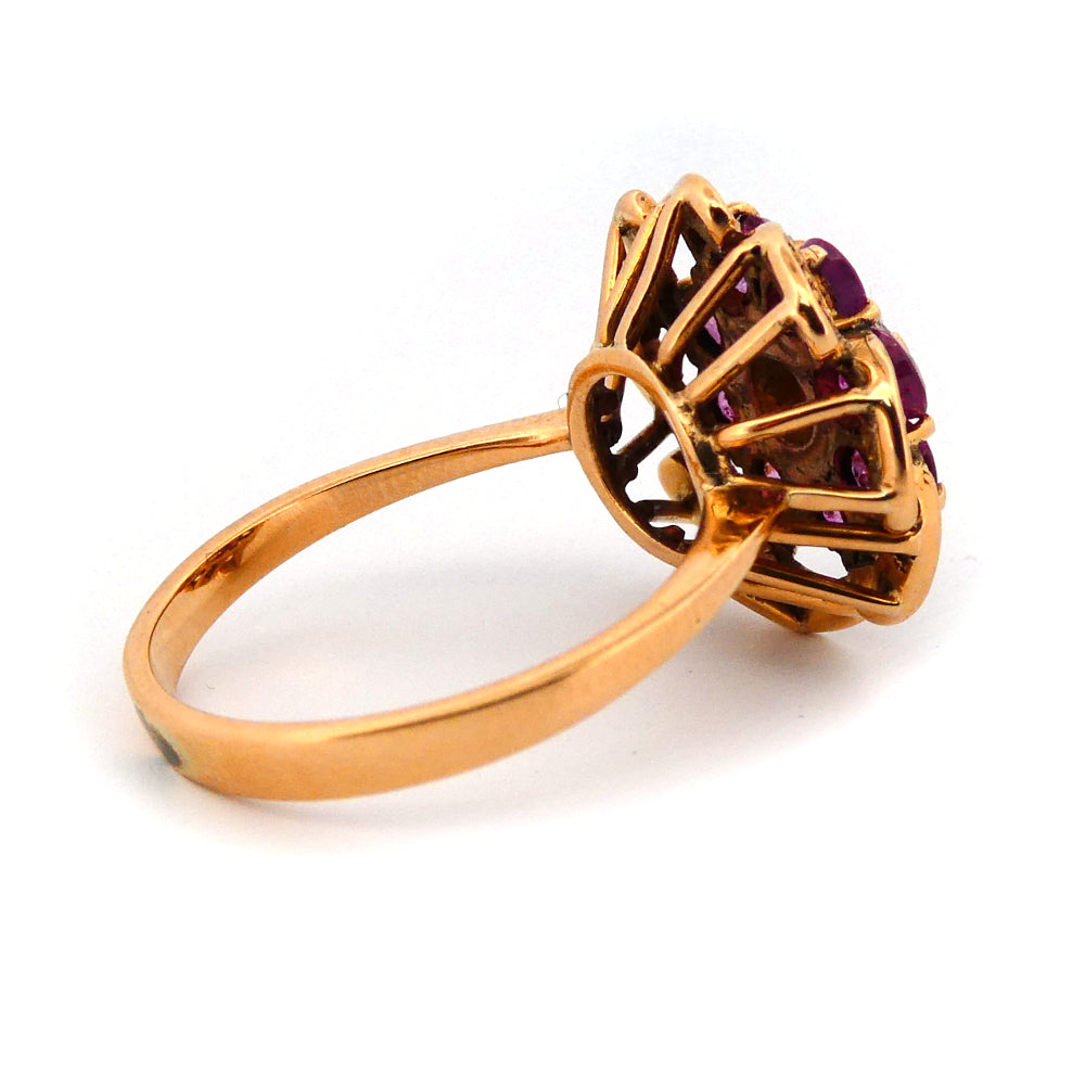 Estate diamond and ruby cluster ring