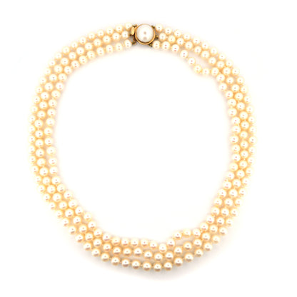 Blister Pearl &amp; Triple Strand cultured Pearl necklace