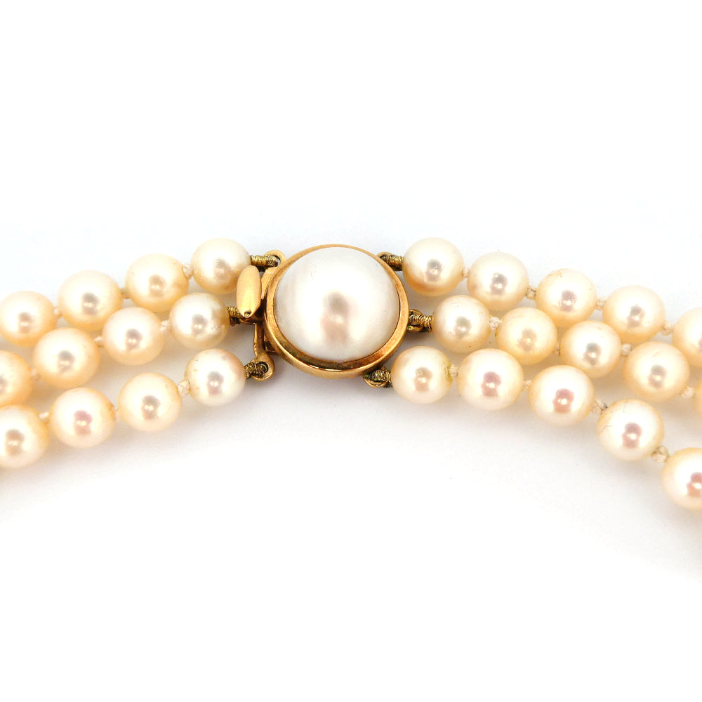 Blister Pearl &amp; Triple Strand cultured Pearl necklace